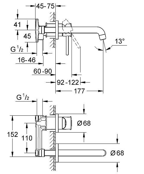 Змішувач для раковини прихованого монтажу Grohe BauClassic (2029200C) - Фото - 2