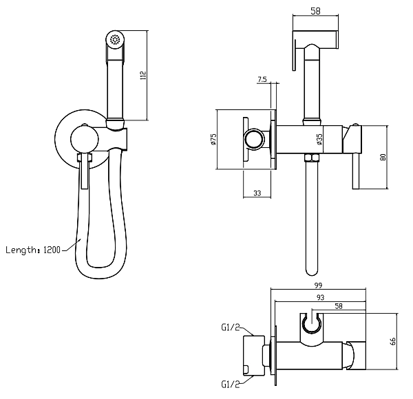 Змішувач для гігієнічного душу Mixxus Premium Hans 002-A Inner з лійкою (MI6920) - Фото - 2