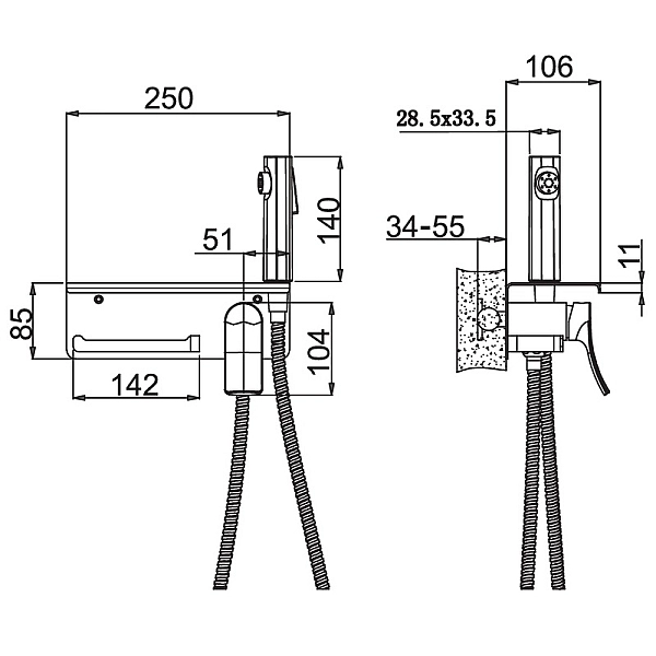 Змішувач для гігієнічного душу Haiba Bolero 069 з тримачем для туалетного паперу (HB9580) - Фото - 2