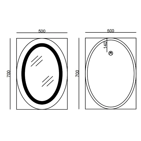 Дзеркало Mixxus PLAIN MV02-50x70 з Led Touch, Anti-fog, димером, регулятором яскравості, годинником (MI6010) - Фото - 2