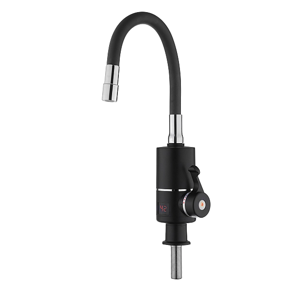 Проточний кран-водонагрівач з гнучким виливом для кухні  Lidz Warm 064  LDWAR064GRE49094 Black/Grey - Фото - 3
