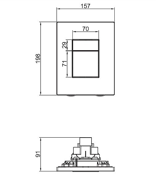Панель змиву пластикова Koer KT-0607-07 157x198x3mm, кнопка квадратна (KR5345) - Фото - 4