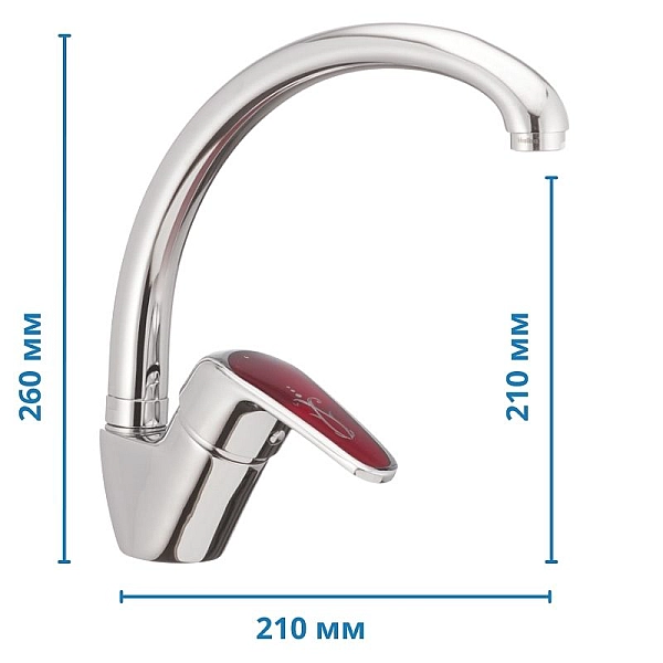Змішувач для кухні Haiba Magic 011 з червоною ручкою (HB0699) - Фото - 5