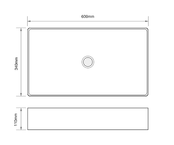 Раковина накладна Mixxus Premium QUADRO-0107 EDGE BLACK 600х340х110mm (MP6521) - Фото - 5