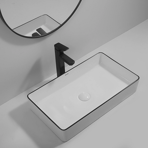 Раковина накладна Mixxus Premium QUADRO-0107 EDGE BLACK 600х340х110mm (MP6521) - Фото - 7