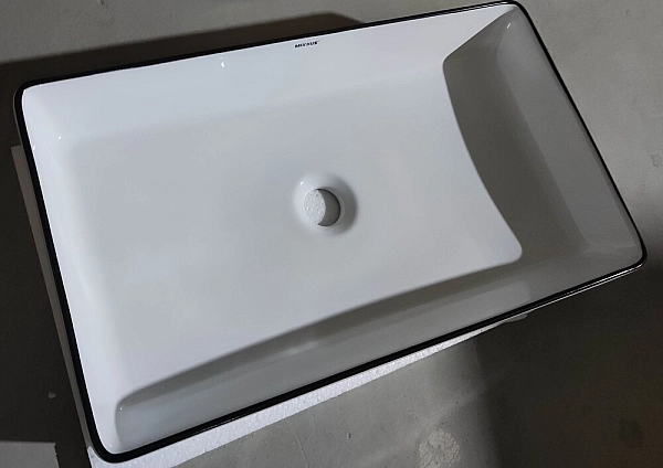 Раковина накладна Mixxus Premium QUADRO-0107 EDGE BLACK 600х340х110mm (MP6521) - Фото - 4