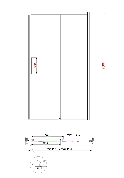 Двері в нішу Koer SR SD05-120x200-TR-01 прозоре скло Easy Clean 6мм, хром (KR5405) - Фото - 31