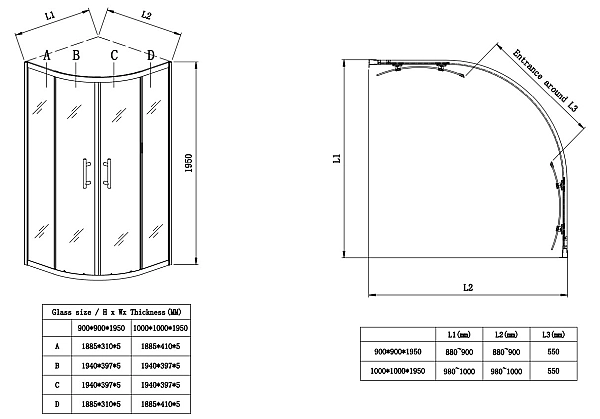 Душова кабіна без піддону Koer SR SC04-100x100x195-TR-01 прозоре скло Easy Clean 5мм, хром (KR5361) - Фото - 3