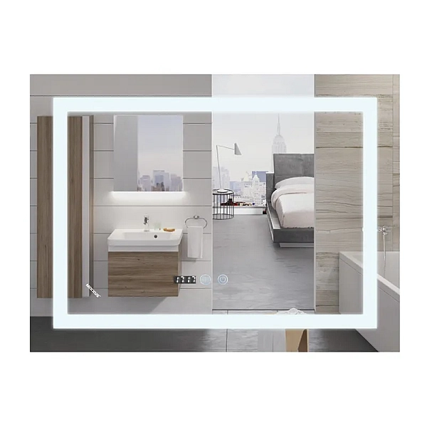 Дзеркало Mixxus WARM MR02-120x80 з Led Touch, Anti-fog, димером, регулятором яскравості, годинником (MI6001)