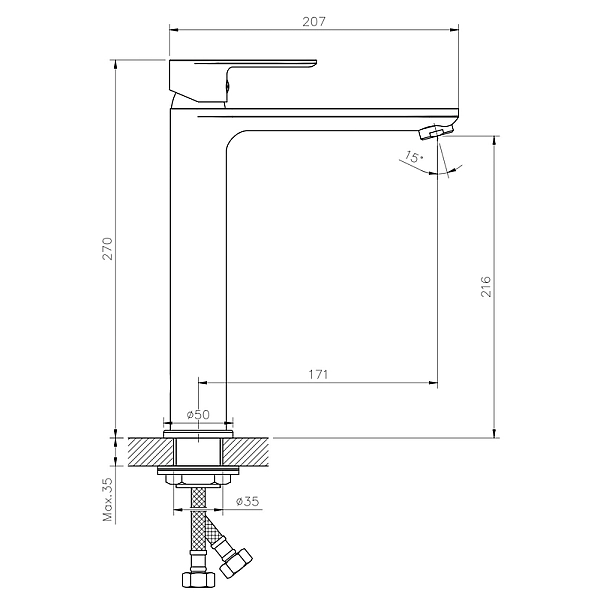 Змішувач для умивальника Haiba Alex 001 високий (HB0887) - Фото - 2