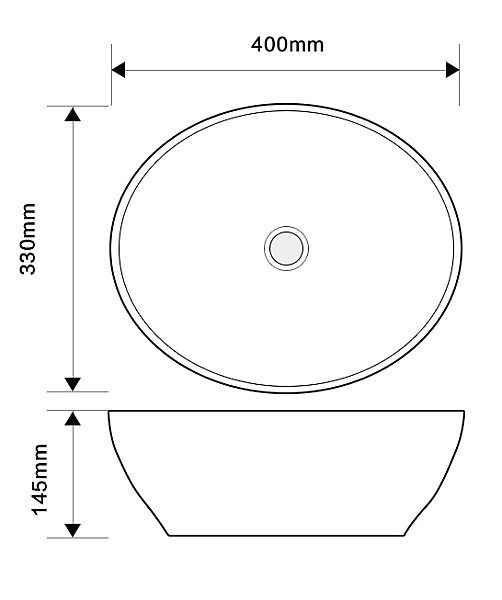 Раковина накладна MIXXUS PREMIUM ELLIPSE-0108 EDGE BLACK 400х330х145mm (MP6527) - Фото - 3