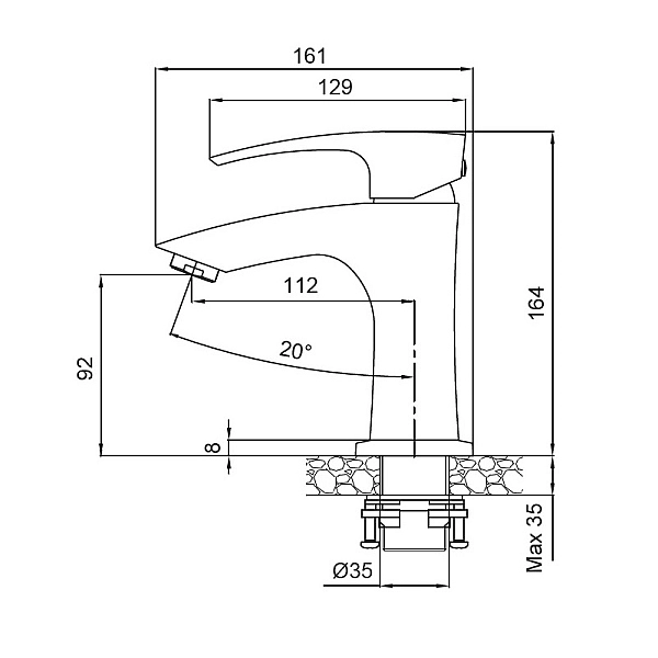Змішувач для умивальника Koer KB-10007-01 (Колір хром) (KR3438) - Фото - 3
