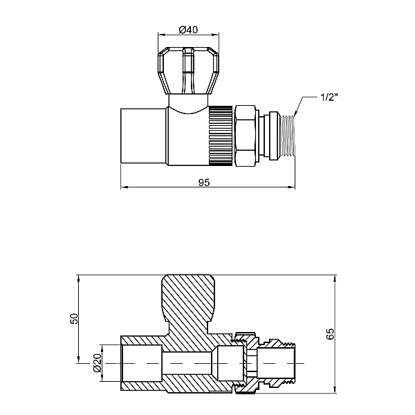 Кран шаровой радиаторный PPR Thermo Alliance 20х1/2" прямой - Фото - 2