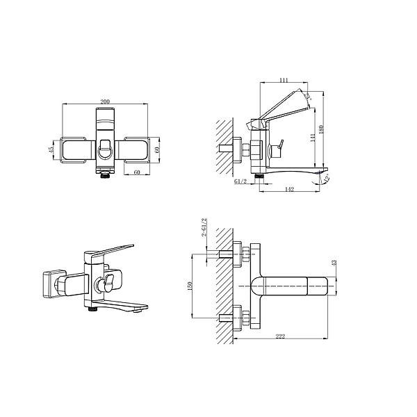 Змішувач для ванни Mixxus Wilson 009 Euro (MI7130) - Фото - 2