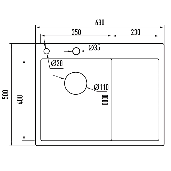 Мийка з нержавіючої сталі Mixxus MH6350L Nano-Silver (3.0/0.8) колір нержавійка (MI7044) - Фото - 2