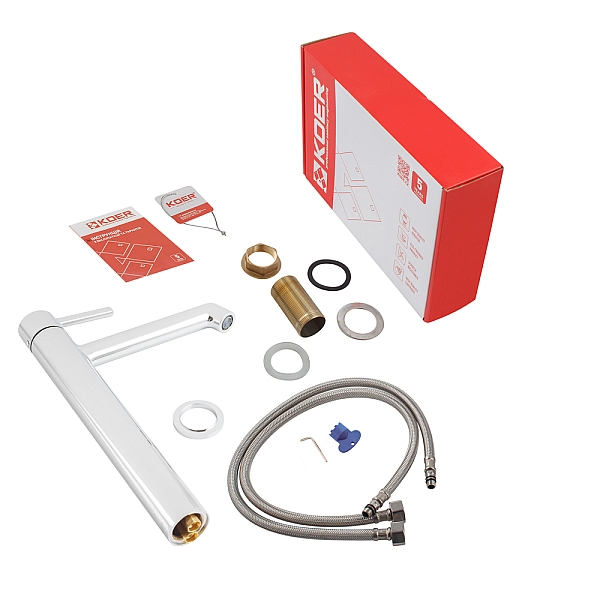 Змішувач для умивальника високий Koer KB-11029-01 Колір хром (KR5479) - Фото - 5