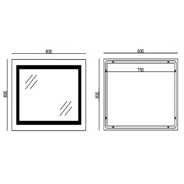Дзеркало Mixxus WARM MR02-80x80 з Led Touch, Anti-fog, димером, регулятором яскравості, годинником (MI6934) - Фото - 3