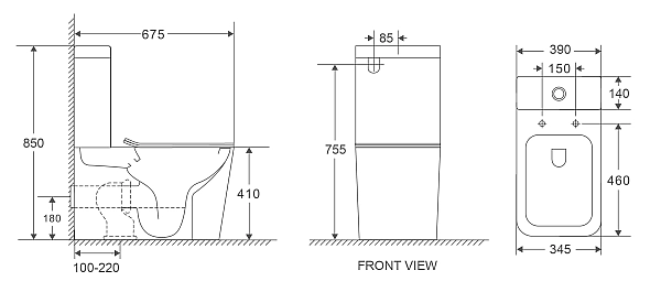 Унітаз-компакт Mixxus Premium Quadro-0402-R 675x390x855mm, система змиву RIMLESS (MP6458) - Фото - 2