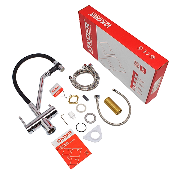 Кухонний змішувач з силік. виливом і вих. для питної води KOER KB-72006-01 (KR3379) - Фото - 3