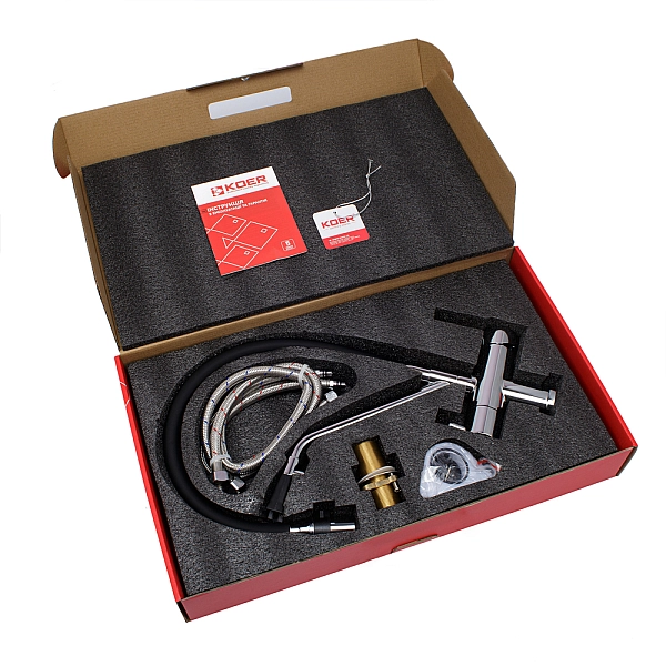 Кухонний змішувач з силік. виливом і вих. для питної води KOER KB-72006-01 (KR3379) - Фото - 6