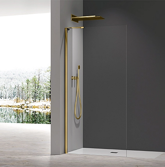 Душова перегородка Koer SR SP02-100x200-TR-12 Walk-In проз.скло Easy Clean 8мм, матове золото (KR5396) - Фото - 33