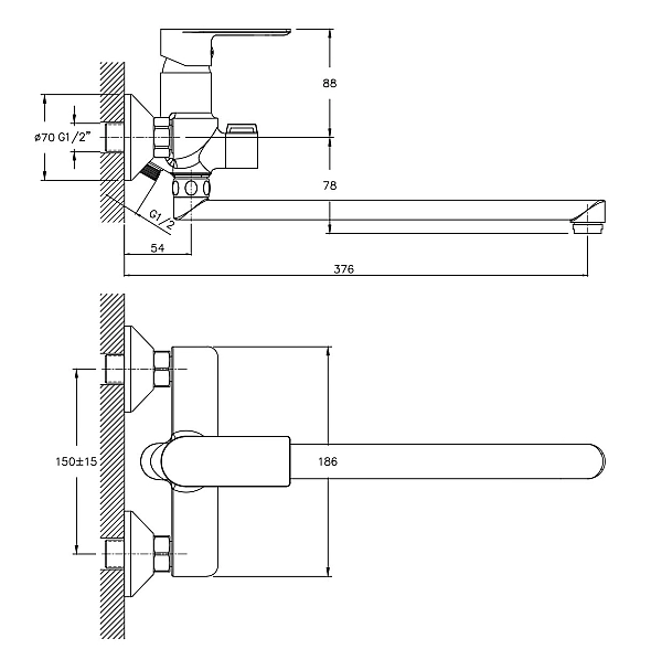 Змішувач для ванни Haiba ALEX 006 EURO (HB0888) - Фото - 2