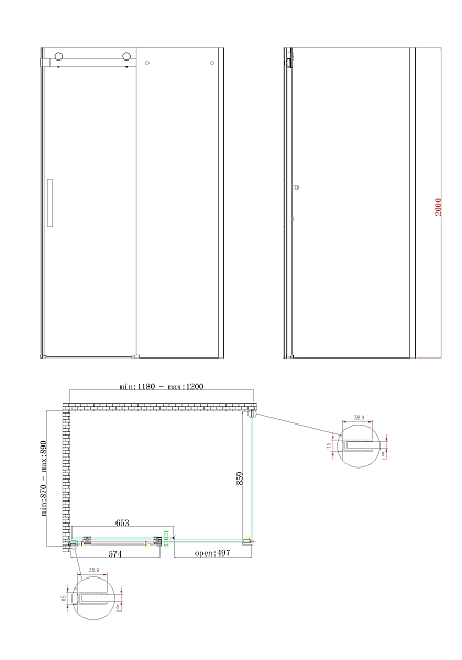 Бічна стінка до кабіни Koer SR SW01-90x200-TR-01 прозоре скло Easy Clean 8мм, хром (KR5381) - Фото - 17