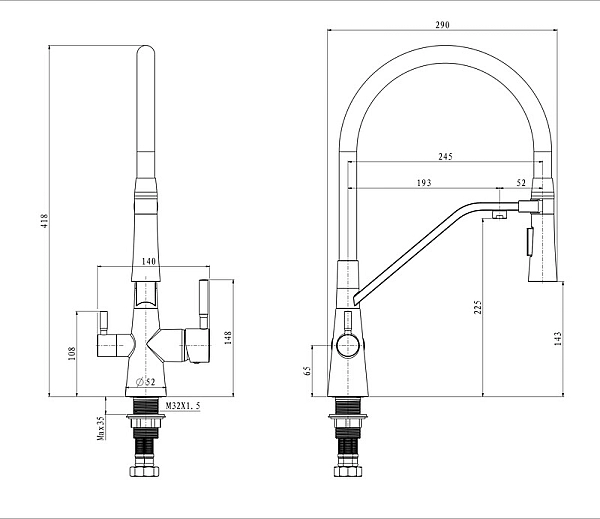 Змішувач для кухні Mixxus Premium Magnet 021 GRAPHITE REFL.BLACK (MI6975) - Фото - 8
