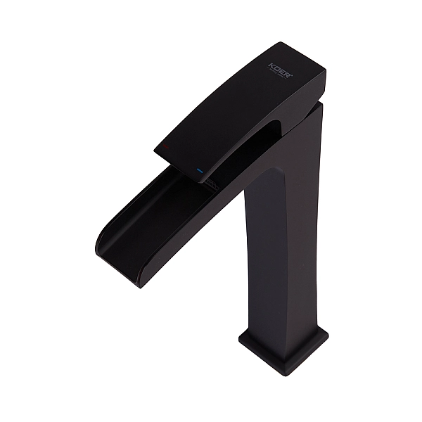 Змішувач для умивальника Koer KB-15007-05 високий водоспад (Колір чорний) (KR3449) - Фото - 5