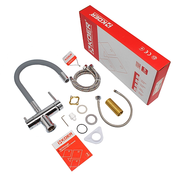 Кухонний змішувач з силік. виливом і вих. для питної води KOER KB-72002-01 (KR3383) - Фото - 5