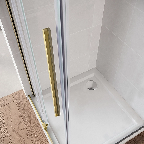 Двері у нішу Walk-In розсувні Koer SR SD07-120x200-R-TR-12 прозоре скло Easy Clean 8мм Матове золото (KR5774) - Фото - 2