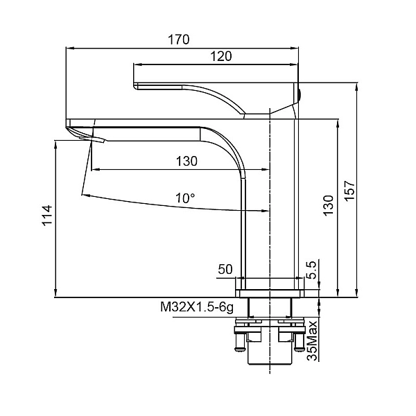 Змішувач для умивальника Koer KB-10010-05 (Колір чорний) (KR3479) - Фото - 2