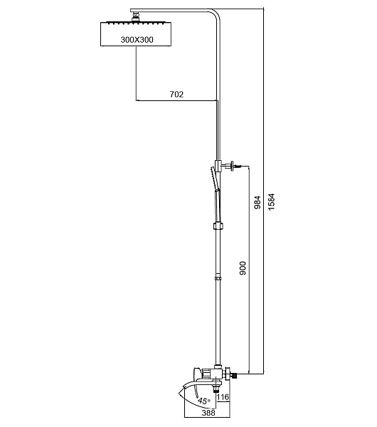 Душова колона із змішувачем KOER KB-56007-01 (Колір хром) (KR3460) - Фото - 2