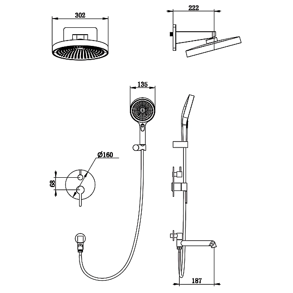 Вбудована душова система Koer KB-66029-01 3 функції, колір хром (KR5483) - Фото - 5