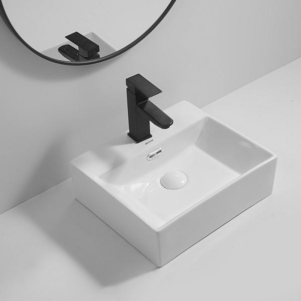 Раковина підвісна Mixxus Premium QUADRO-0205 410х360х130mm з отвором під змішувач та переливом (MP6508) - Фото - 6