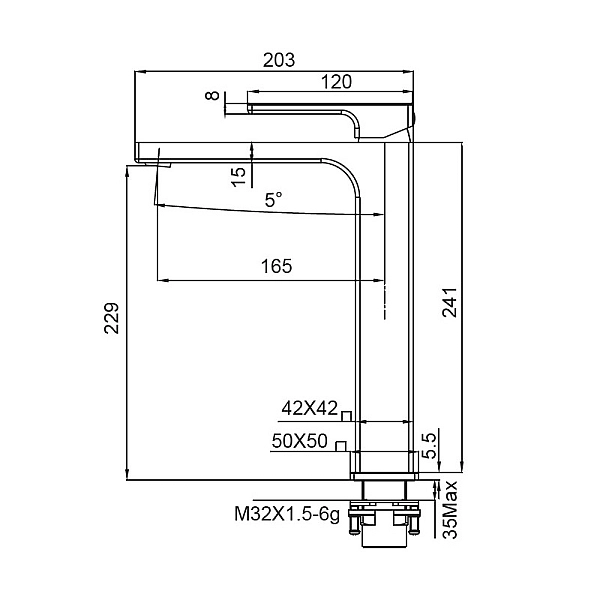 Змішувач для умивальника Koer KB-11009-01 високий (Колір хром) (KR3500) - Фото - 3