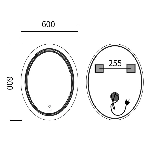Дзеркало Mixxus Premium WAVE MV04-60x80 з Led Touch, Anti-fog, димером (3-6,5kK) (MP6636) - Фото - 8