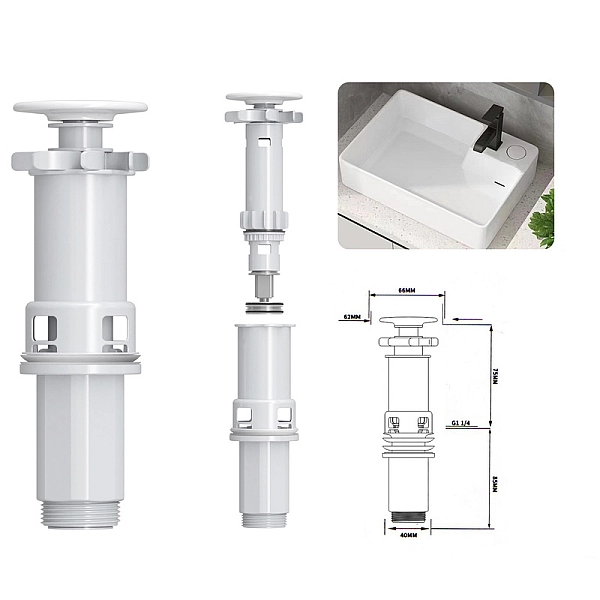 Раковина накладна Mixxus Premium STYLE-0202 600х350х140mm з донним клапаном та отвором під змішувач (MP6512) - Фото - 3