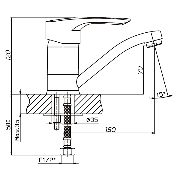 Змішувач для умивальника Haiba HANSBERG 004 (вилив 15 см) (HB0191) - Фото - 2