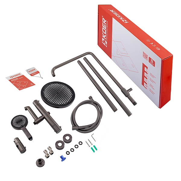 Душова колонна з термостатичним змішувачем Koer KB-57029-07 3 функції, колір графіт (KR5498) - Фото - 10