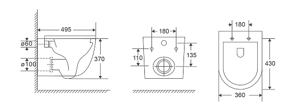 Унітаз підвісний Mixxus Premium Ellipse-0302-T3 495x360x370mm, система змиву Tornado 3.0 (MP6462) - Фото - 5