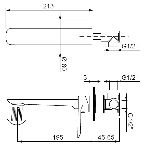 Змішувач для умивальника Koer KB-16028-01 вбудований (KR5297) - Фото - 5