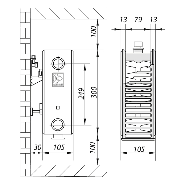 Сталевий радіатор 22х300х2000.B Koer (нижнє підключення) (RAD111) - Фото - 2