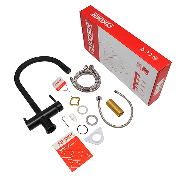 Кухонний змішувач з силік. виливом і вих. для питної води KOER KB-72002-05 (KR3384) - Фото - 6