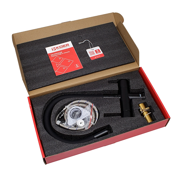 Кухонний змішувач з силік. виливом і вих. для питної води KOER KB-72002-05 (KR3384) - Фото - 4