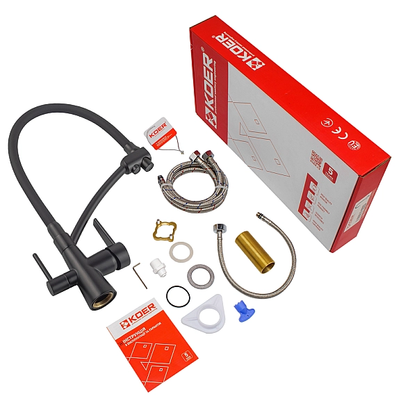 Кухонний змішувач з силік. виливом і вих. для питної води KOER KB-72003-05 (KR3376) - Фото - 3