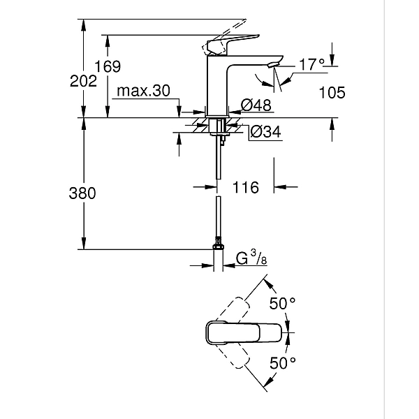 Комплект змішувачів для ванни Grohe Cubeo (UA125246M) - Фото - 2