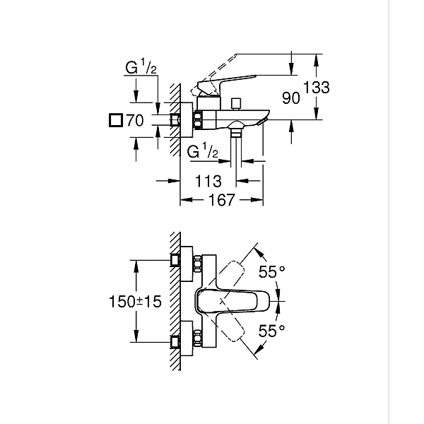 Комплект змішувачів для ванни Grohe Cubeo (UA125246M) - Фото - 4