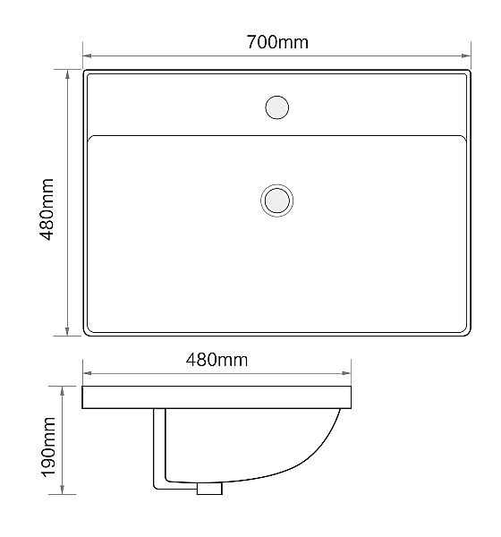 Раковина меблева MIXXUS PREMIUM STYLE-1502 700х480х190mm з отвором під змішувач та переливом (MP6499) - Фото - 3