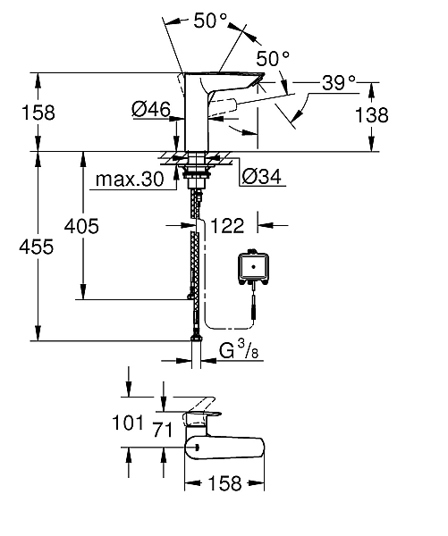 Змішувач для раковини Grohe Eurosmart з інфрачервоною електронікою (239752433) - Фото - 6